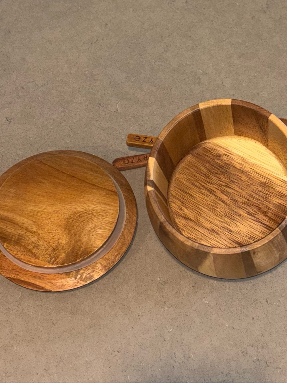 RYZE Acacia Wooden Jar with both Spoons, like new. - Picture 2 of 2